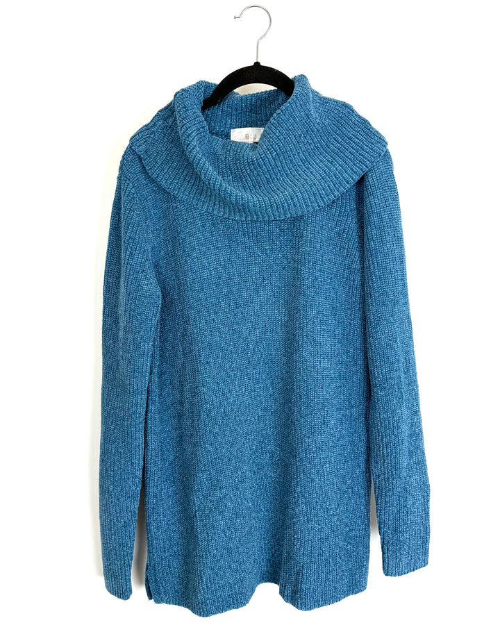 Dusty Blue Turtle Neck Knit Sweater - Size 6/8