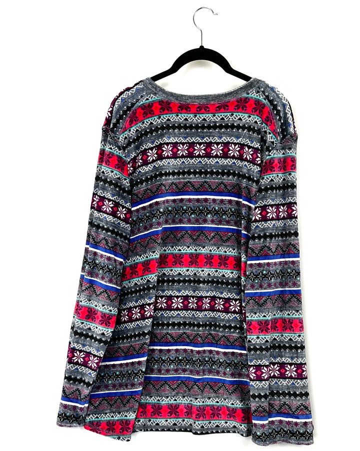 Multicolor Abstract Pajama Top - Size 10/12