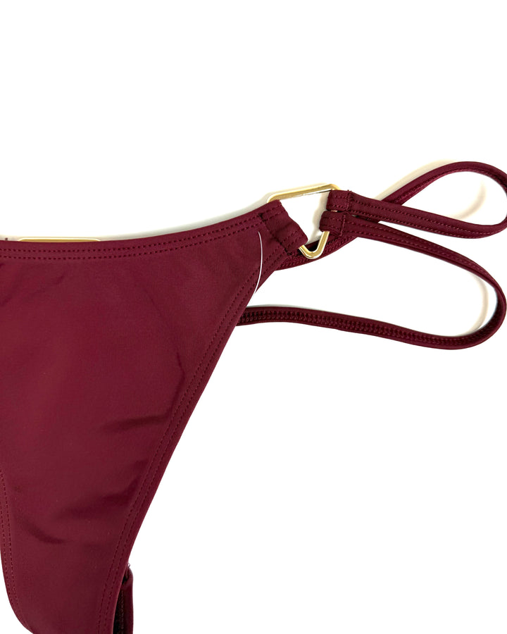 Red Wine Thong Bikini Bottom - XS - XXXL