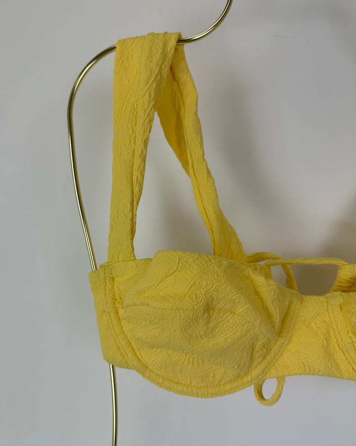 Yellow Embossed Underwire Bikini Top - Extra Small and Extra Large