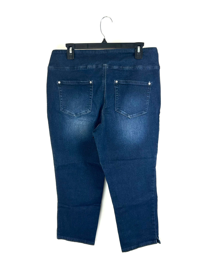 Midnight Blue Elastic Straight Leg Capri Jeans - Size 12