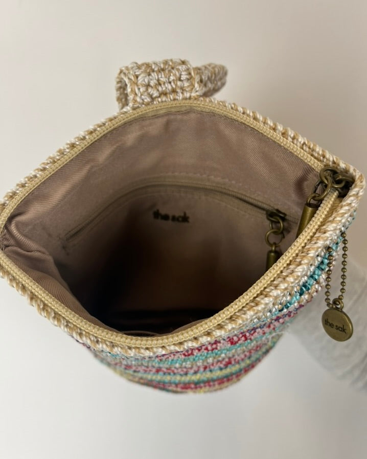 Striped Crochet Bracelet Bucket Bag