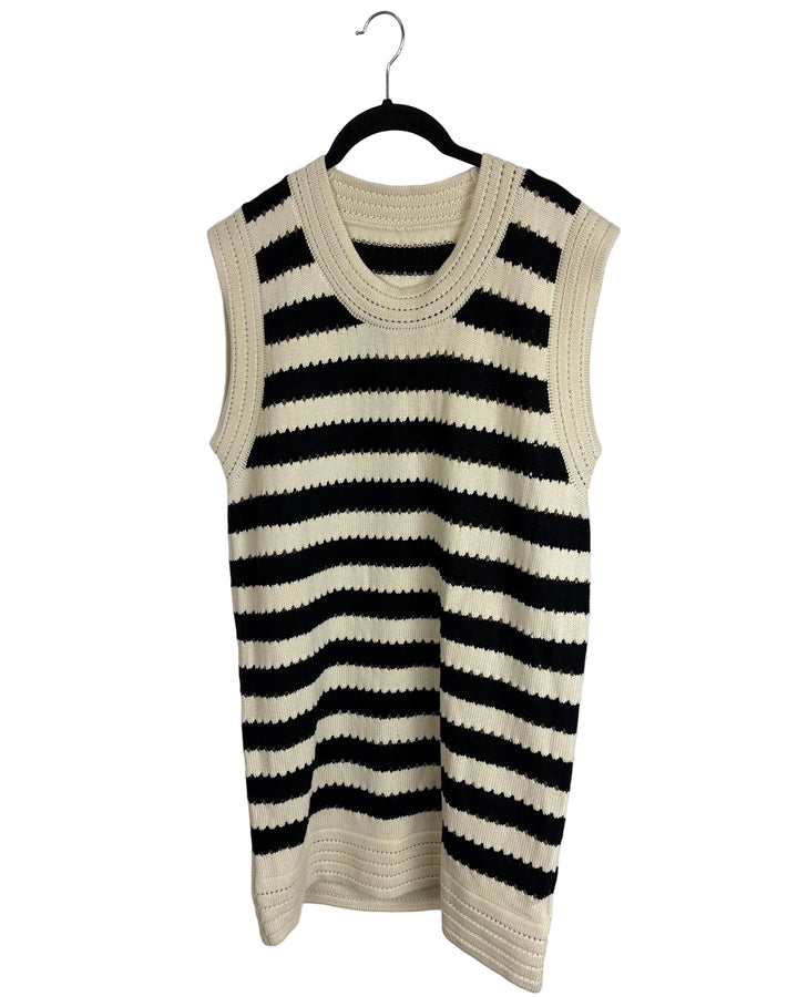 Black and Cream Striped Knit Dress - Size 4/6