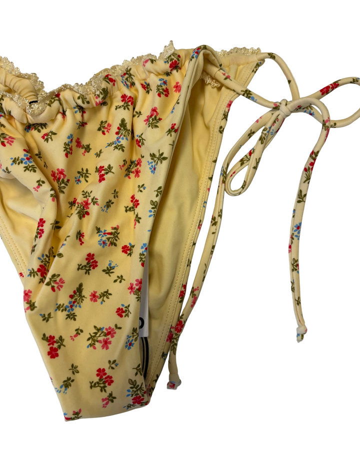 Butter Yellow Lace Floral Bikini Bottom - Size 0/2