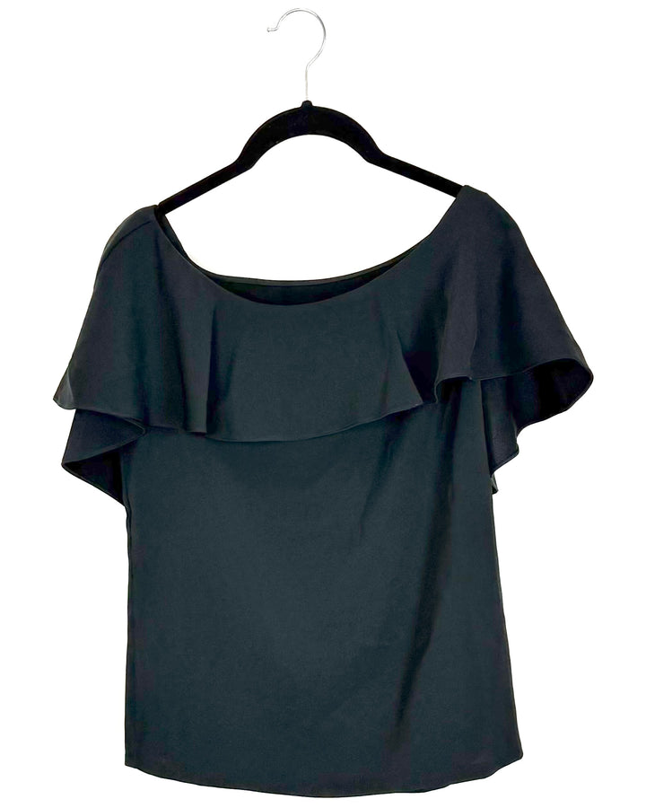 Ink Black Ruffle Top - Size 4/6