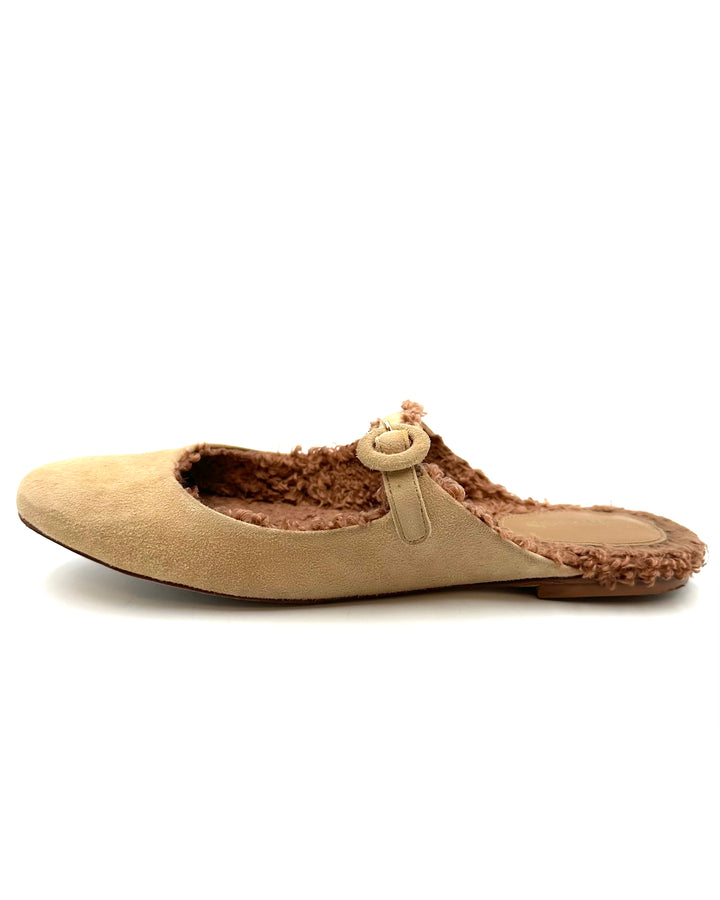 Tan Suede Flat Mule - Size 6.5