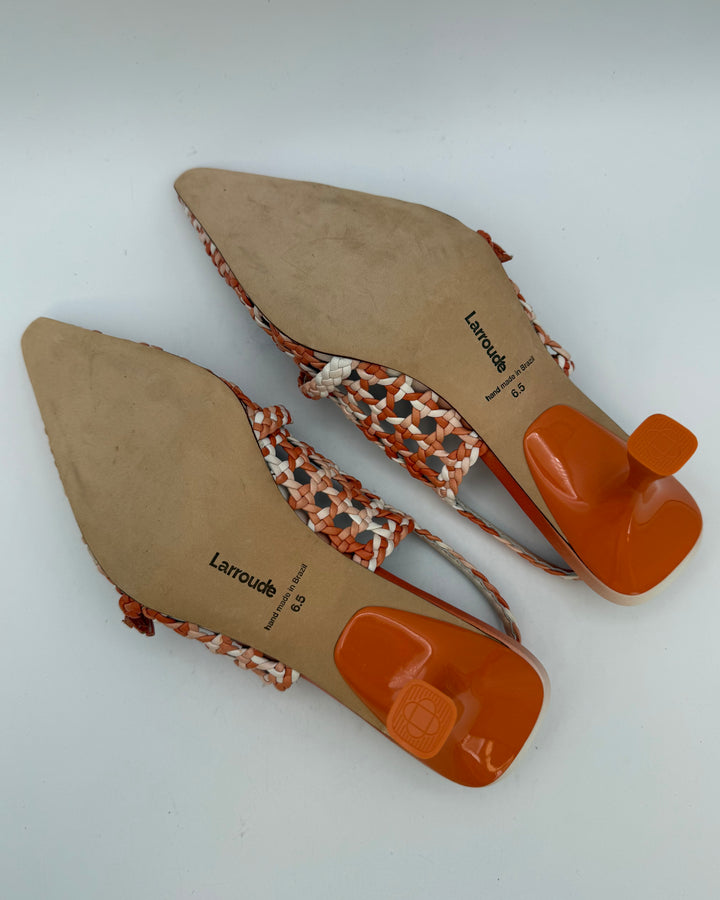 Orange Leather Slingback Heel - Size 6.5