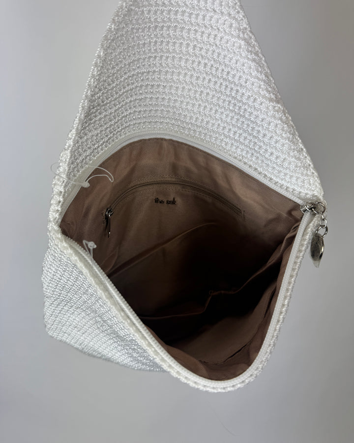White Crochet Sling Backpack
