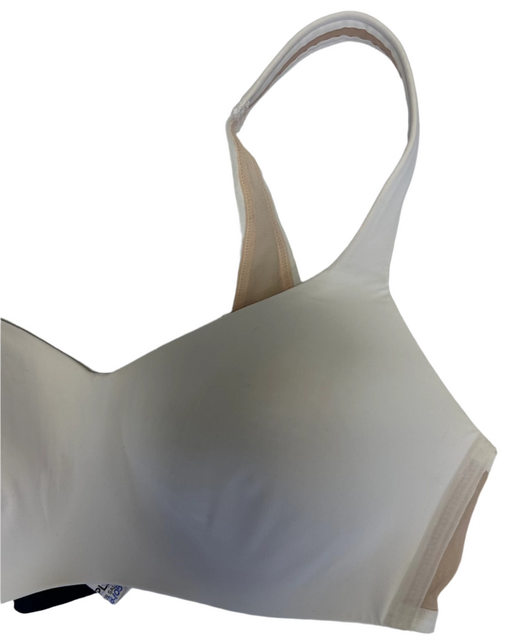 Ivory and Beige Mesh Panel Bra - Medium