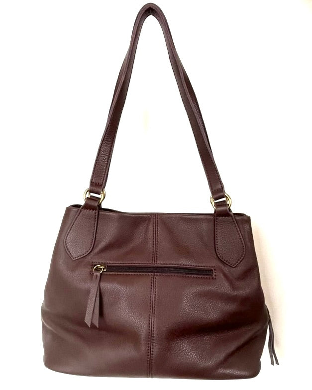 Brown Embroidered Shoulder Bag