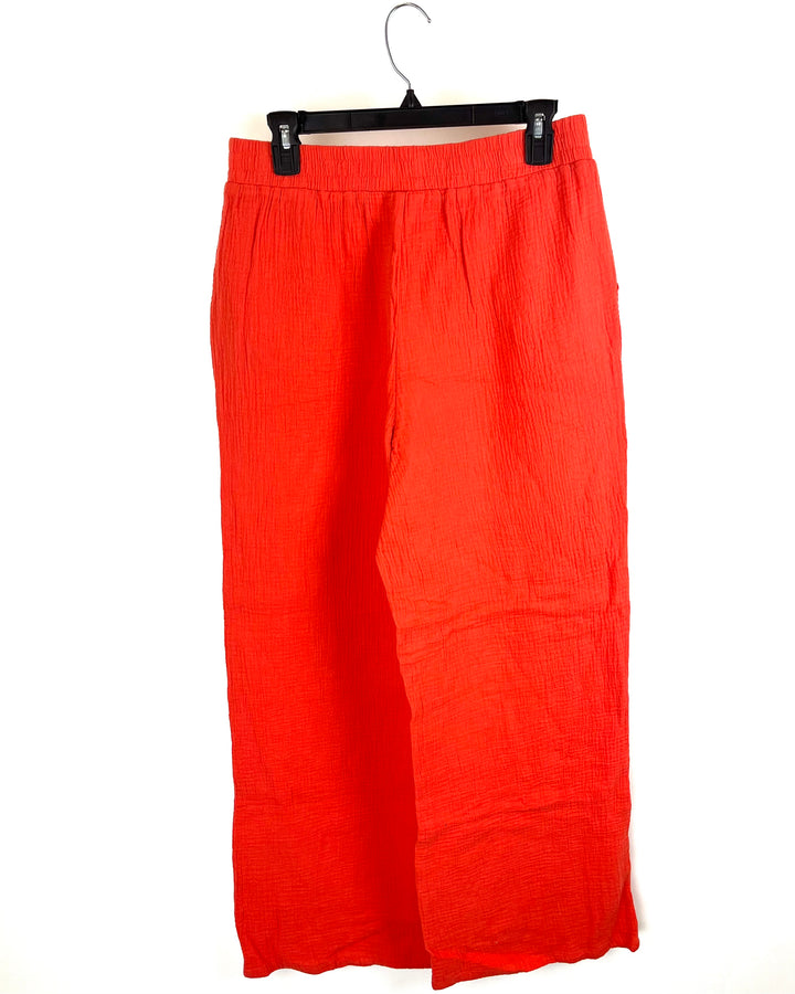 Dark Coral Flowy Wide Leg Pants - Size 6/8