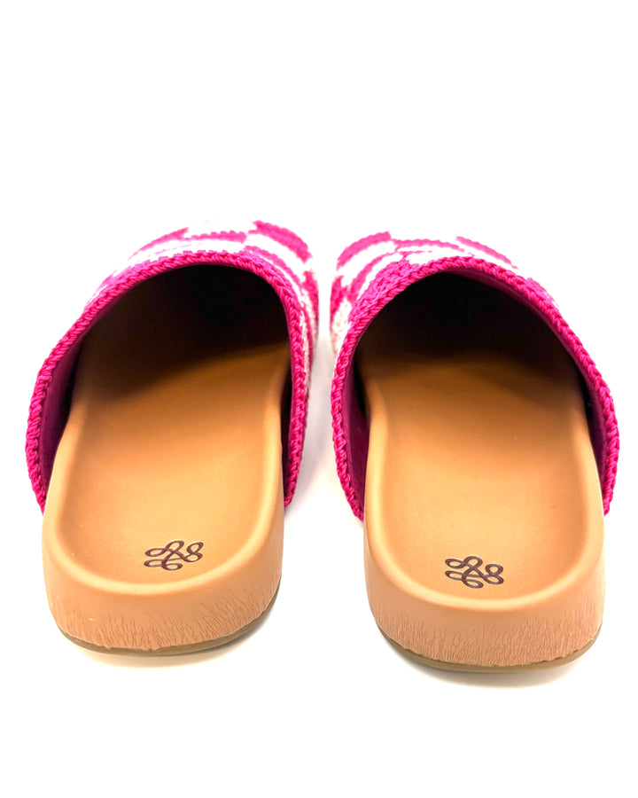 KIDS Pink Checkered Crochet Clogs - Size 4Y