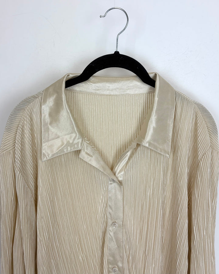 Light Beige Plisse Top - Size 4/6
