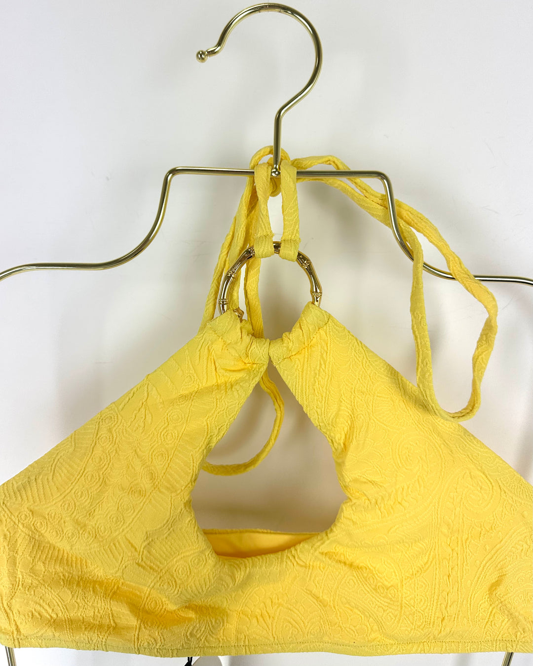 Yellow Embossed Halter Bikini Top - L, XL, XXL