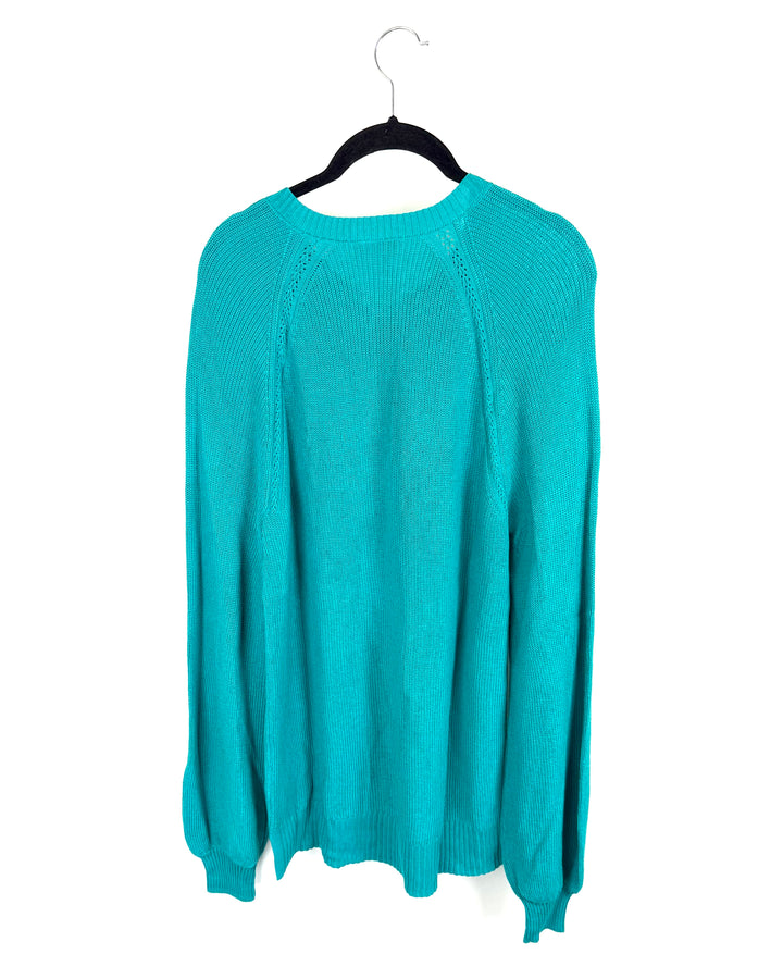 Teal Half Button Down Knit Sweater- Size 6/8