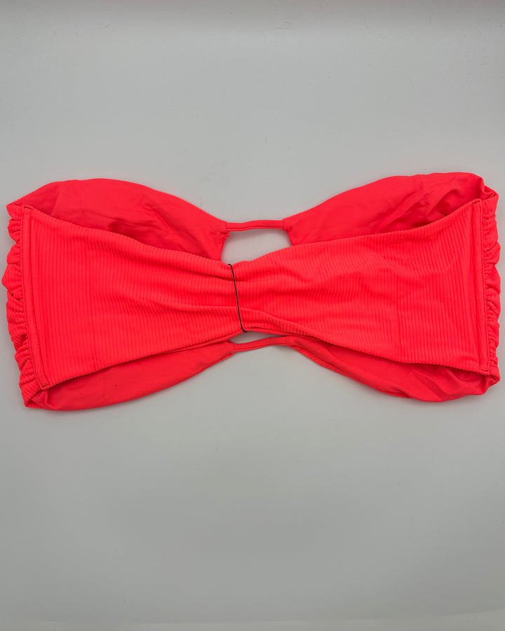 Neon Coral Strapless Bandeau Bikini Top - Extra Extra Extra Large