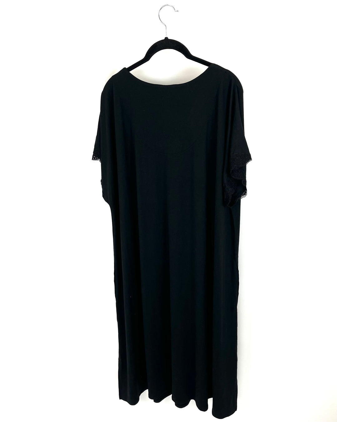 Black Lounge Dress With Lace Trim - Size 18/20