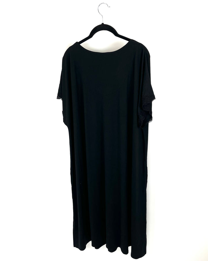 Black Lounge Dress With Lace Trim - Size 18/20