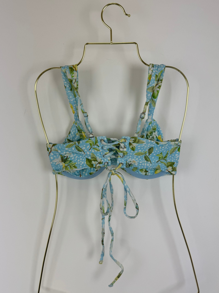 Blue Lemon Print Bikini Top - Small