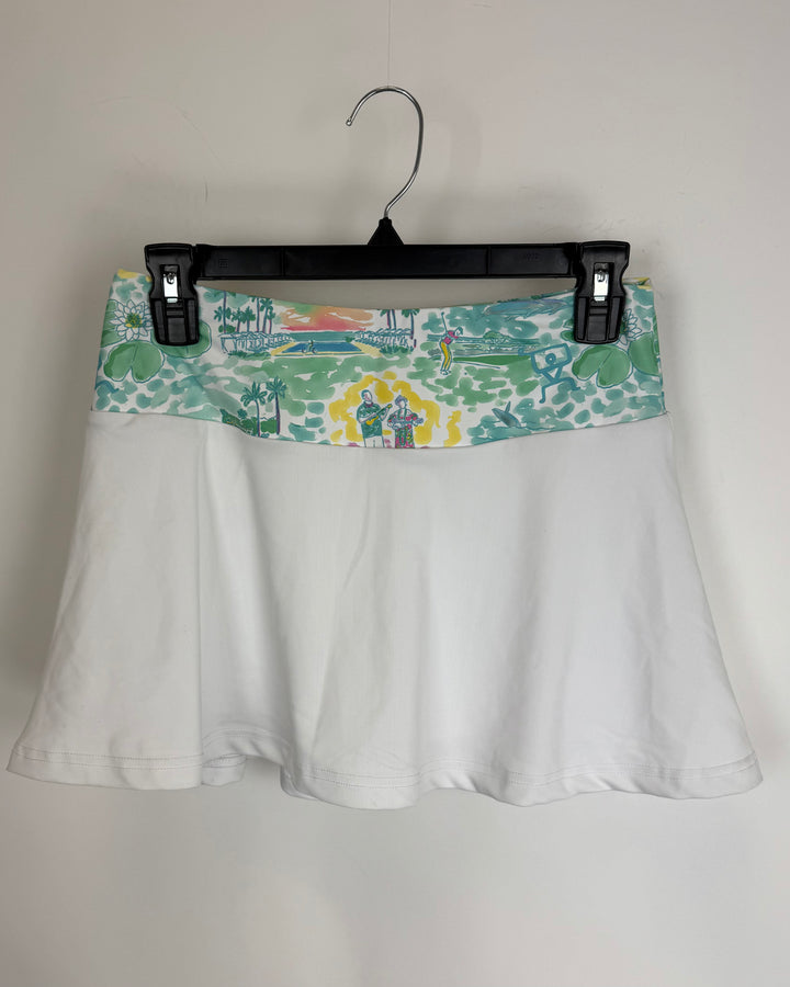 White Hawaiian Print Athletic Skort - Size 0/2