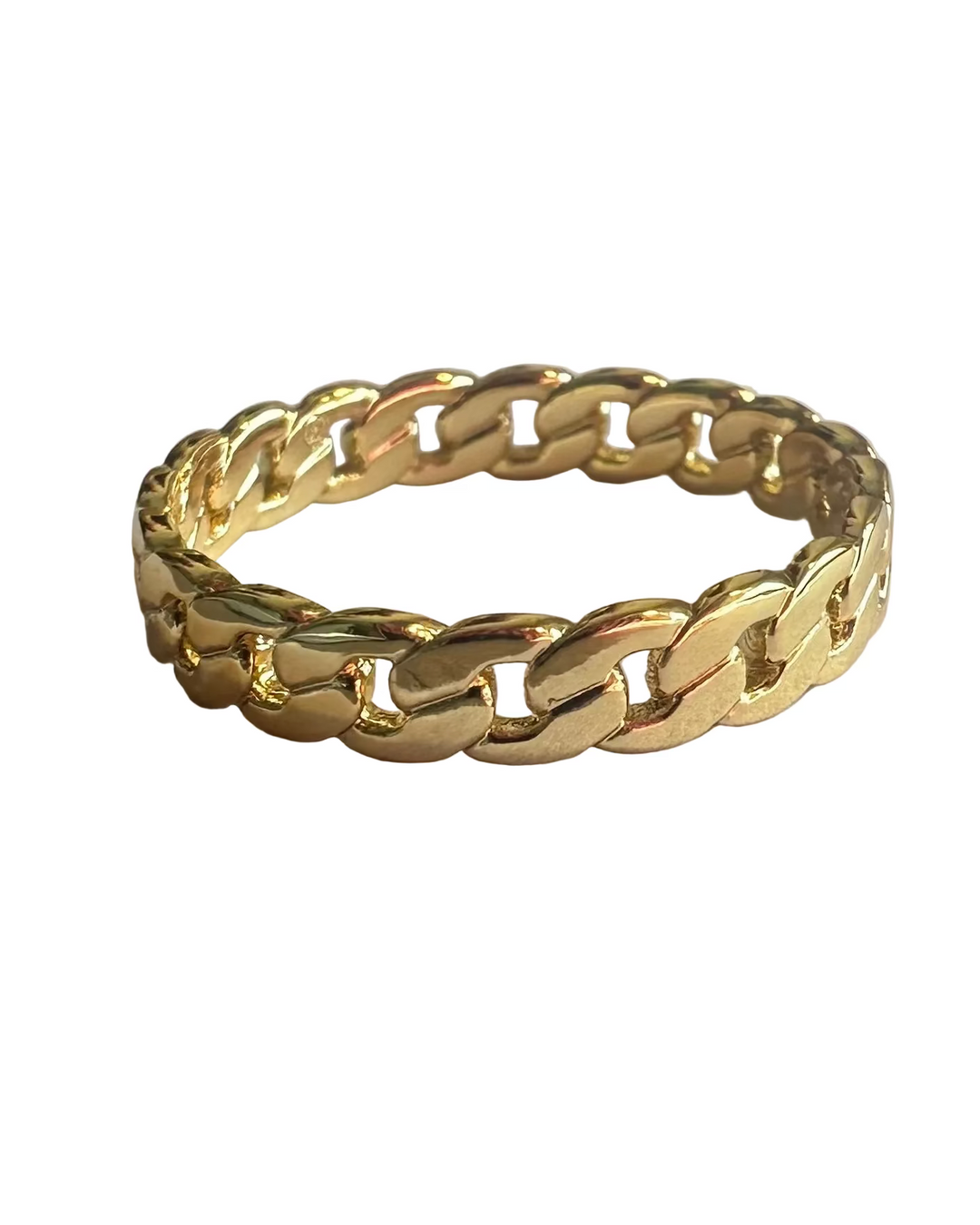 Gold Structured Chain Ring - Size 6.5