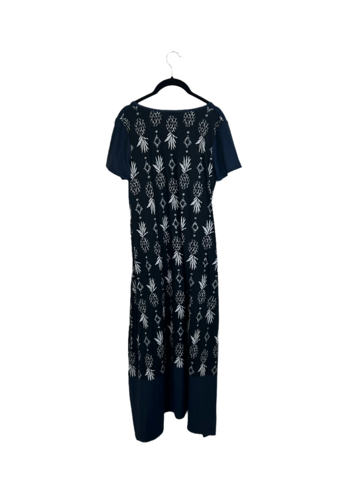Blue and Black Pineapple Print Tshirt Lounge Dress - Small