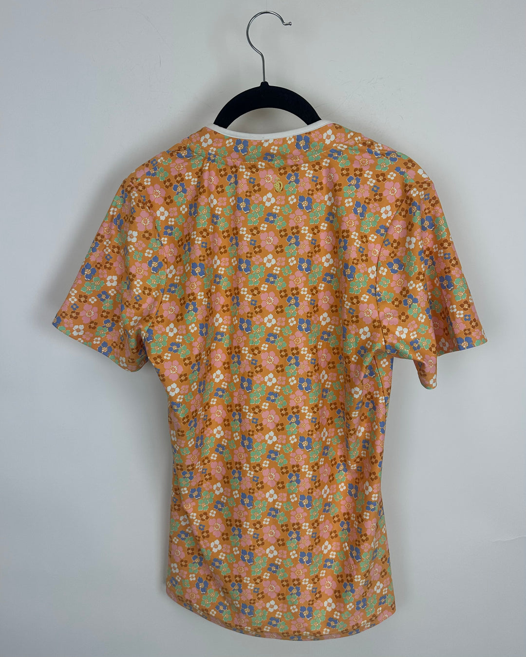 Orange Floral Zip Up Top - Size 2/4