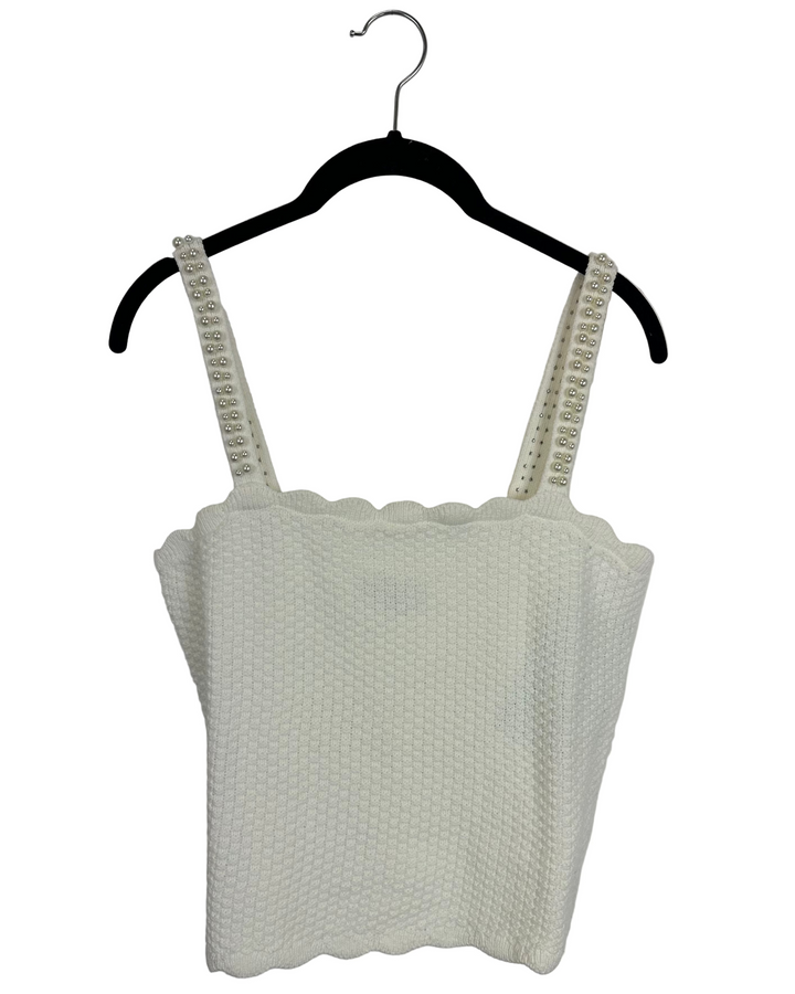 White Knit Faux Pearl Top - Size 4/6 and 6/8