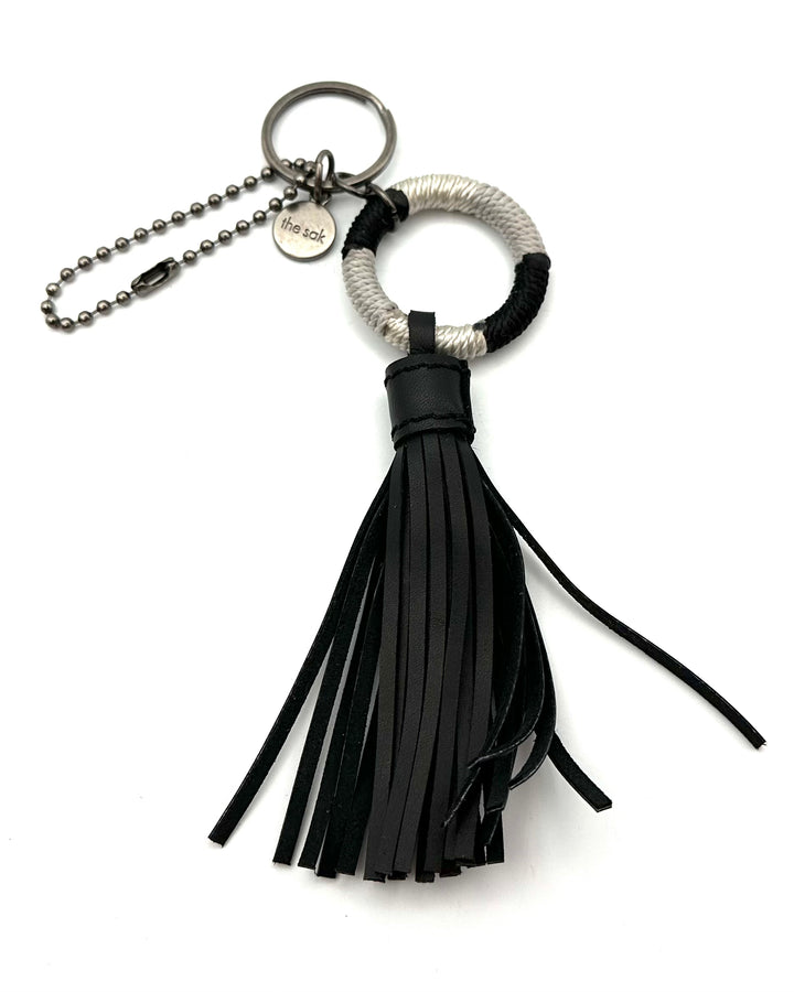 Black and Silver Ring Tassel Keychain