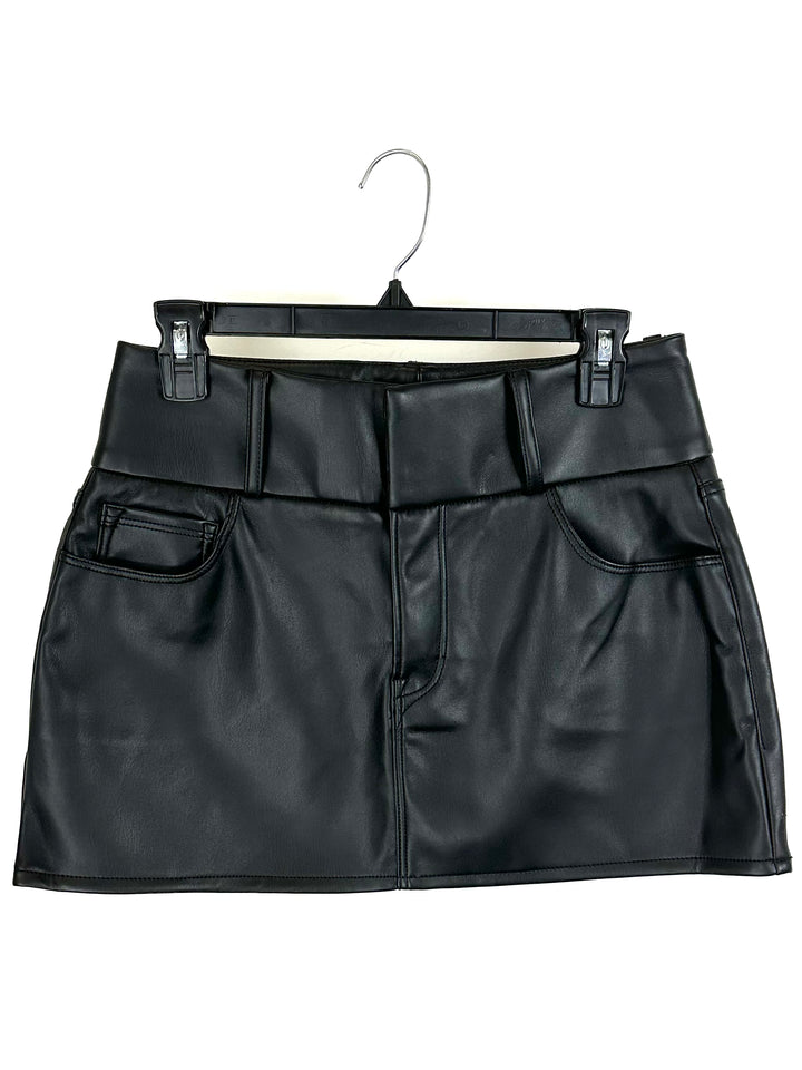 Good American Black Faux Leather Skirt - Size 4