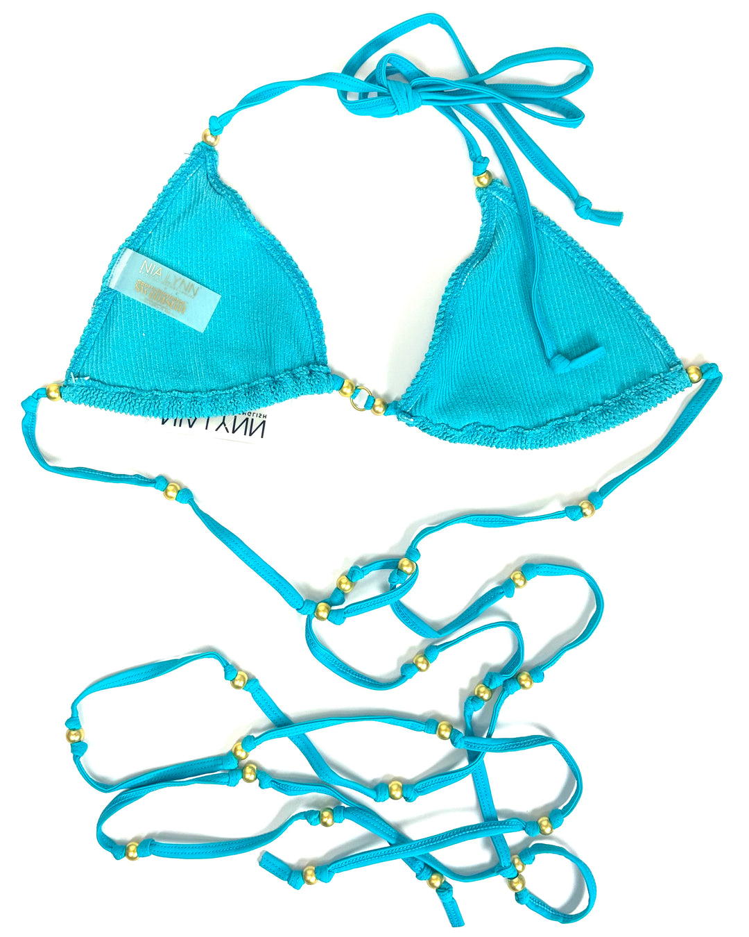 Teal Textured Strappy Bikini Top - XS - XL