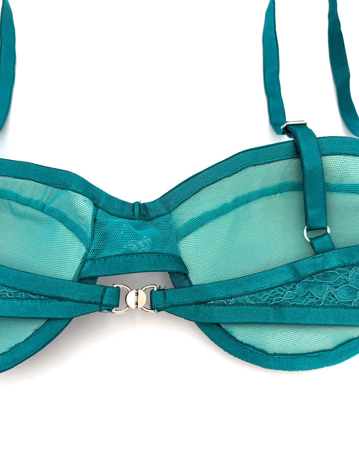 Dark Teal Lace Underwire Bra - A Cup