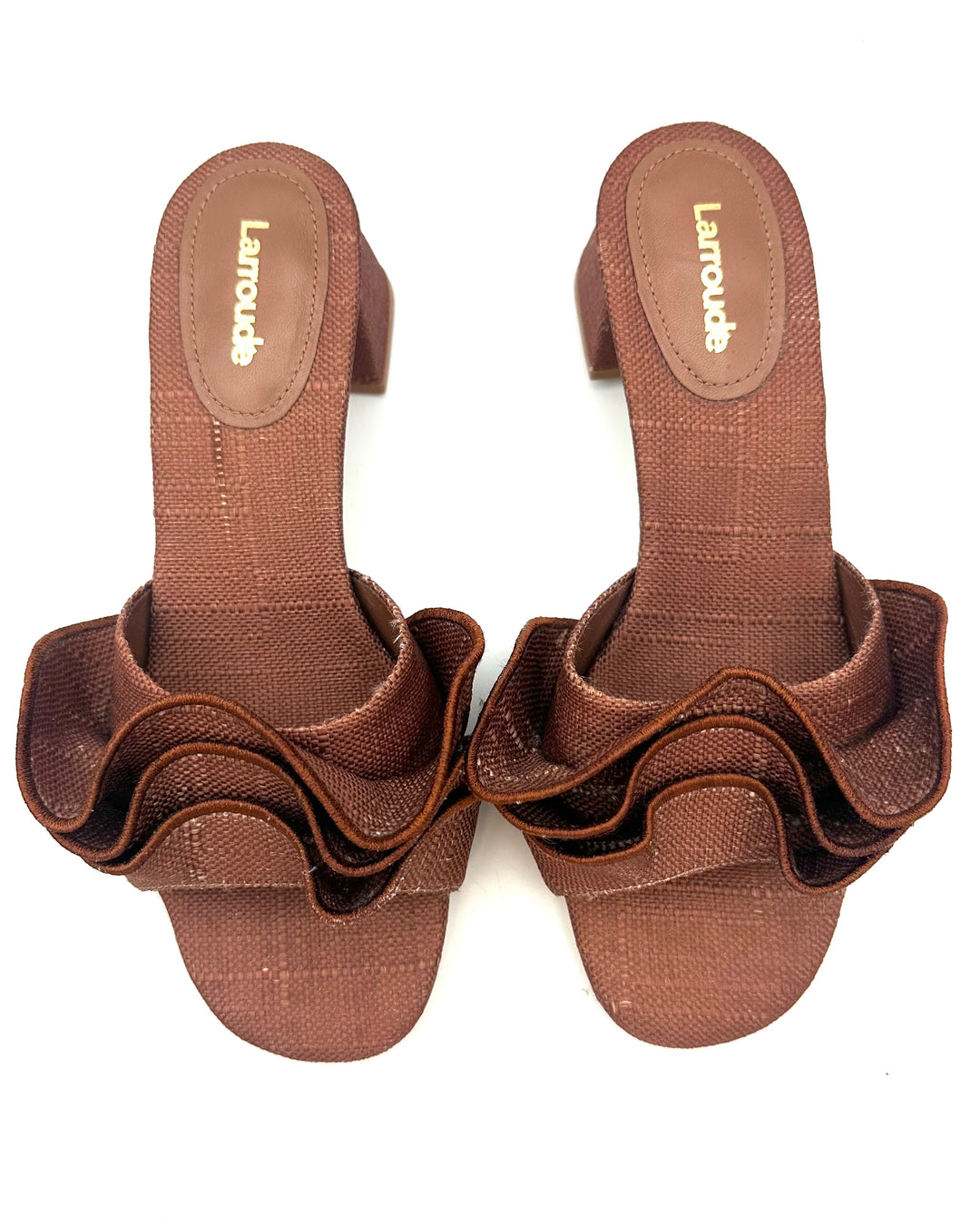 Brown Textured Slip On Sandals - Size 6.5