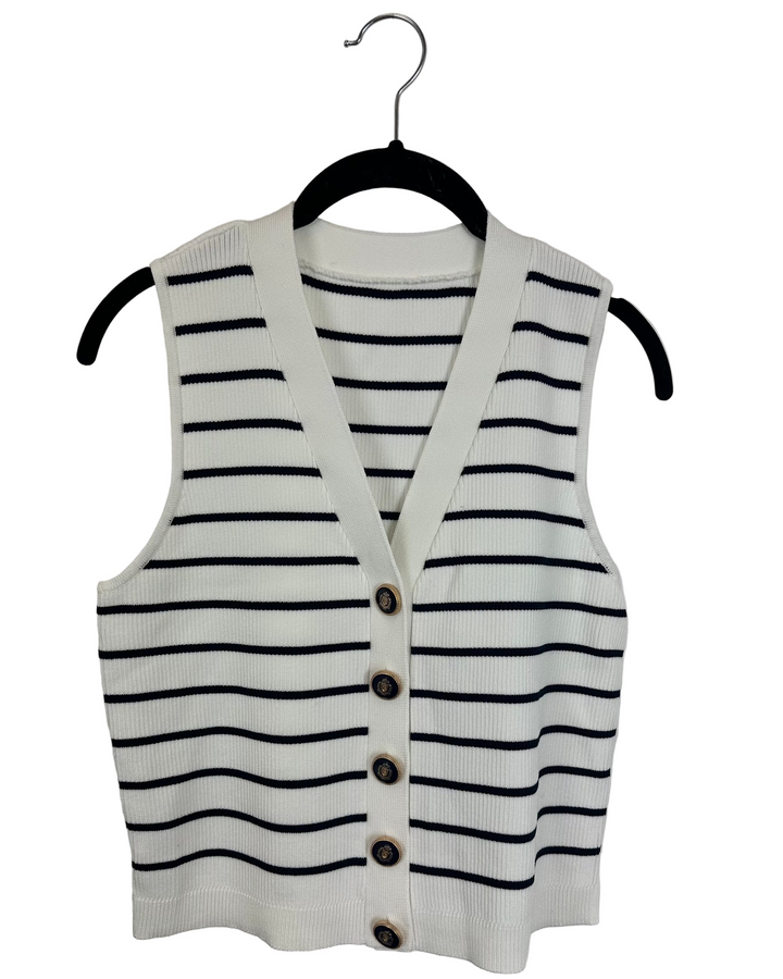 Blue and White Knit Vest - Size 4/6