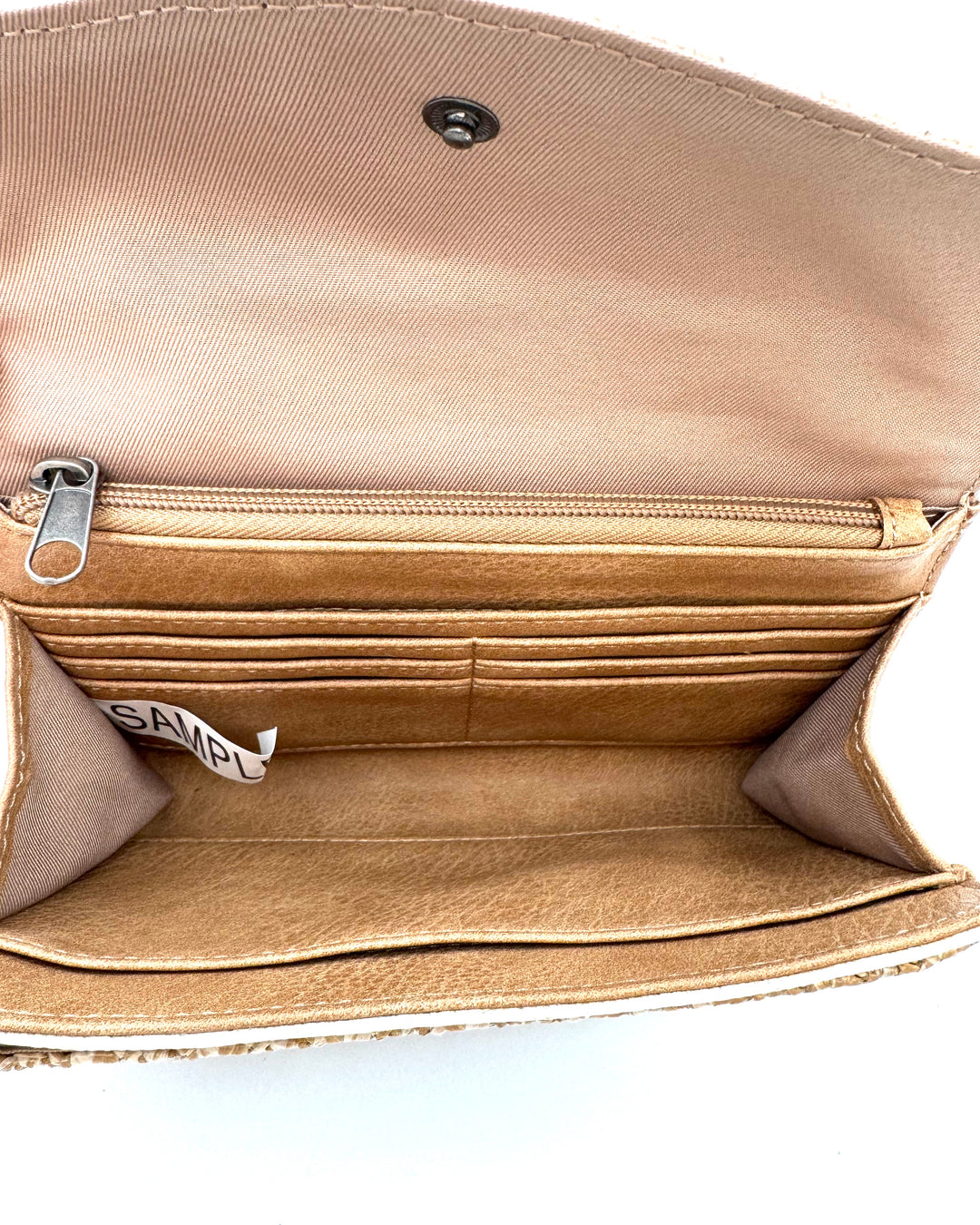 Cream Woven Crossbody Bag/Wristlet