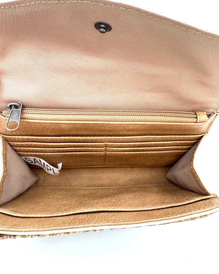 Cream Woven Crossbody Bag/Wristlet