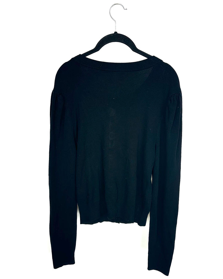 Black Faux Pearl Long Sleeve Cardigan - Size 4/6