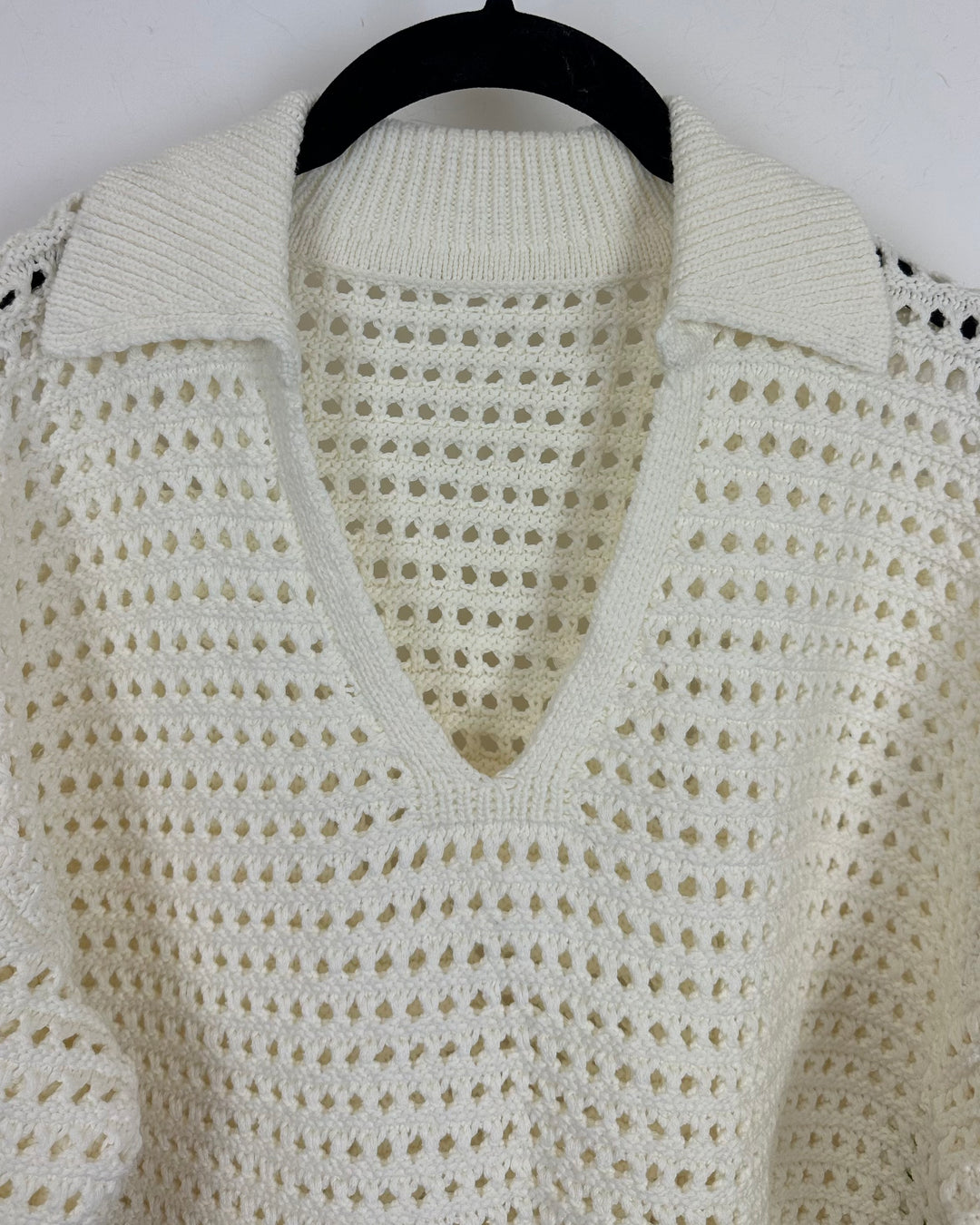 Cream Crochet Knit Sweater - Size 6