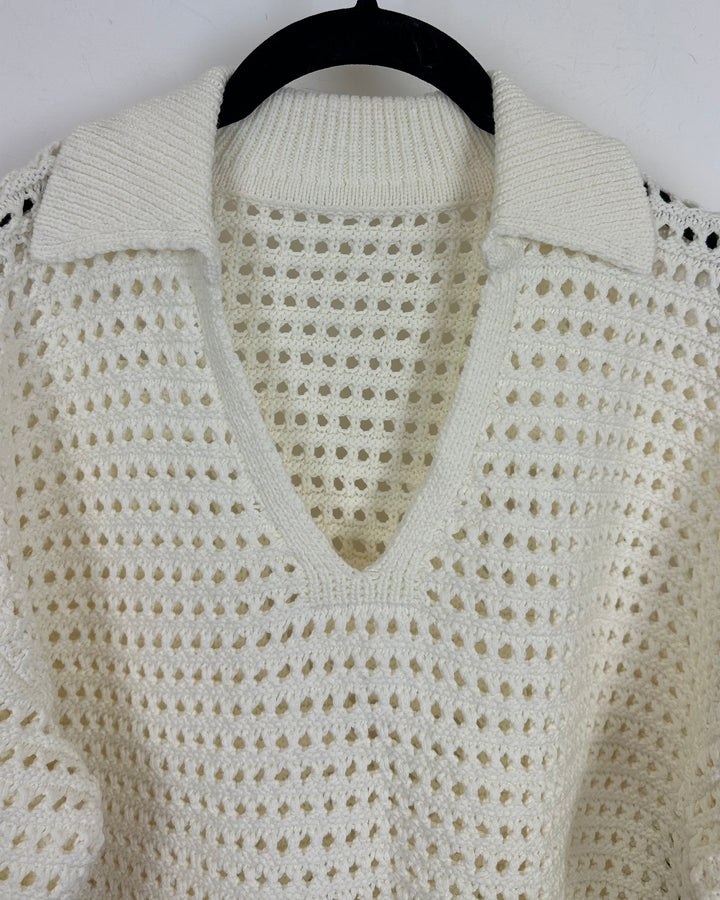 Cream Crochet Knit Sweater - Size 6