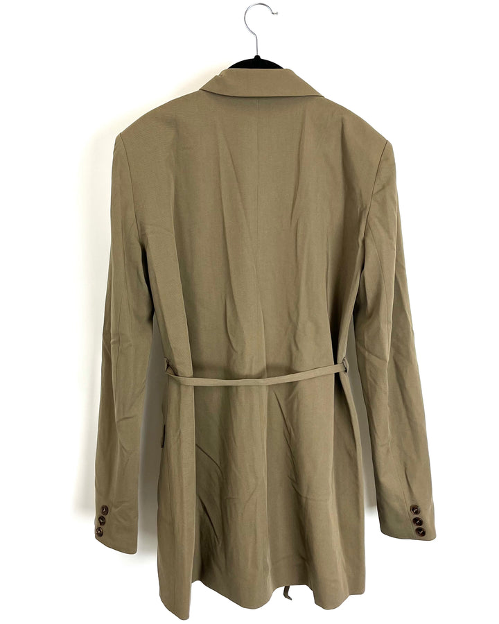 Olive Green Blazer With Shoulder Pads - Size 4/6