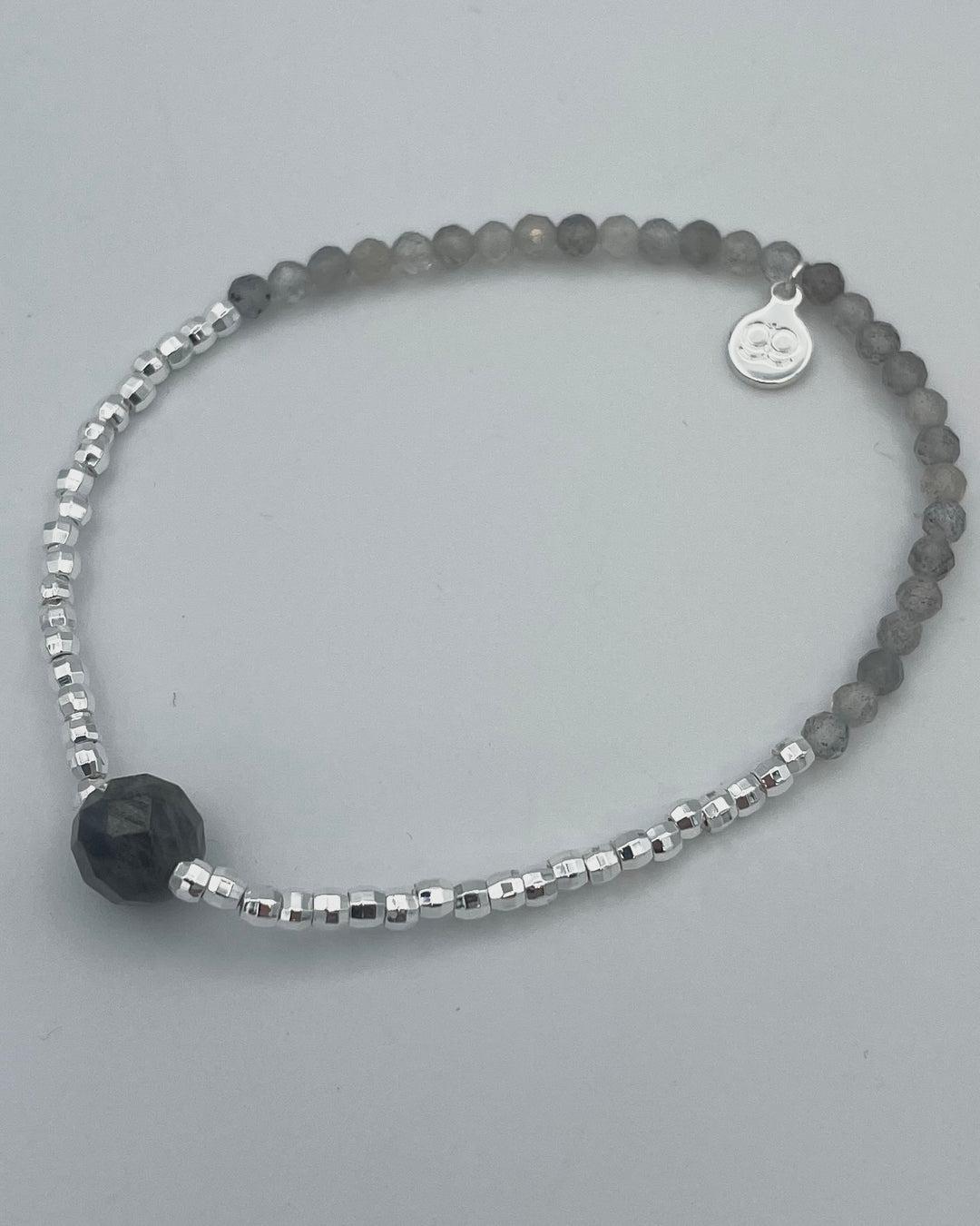 Dark Gray Marble & Silver Bracelet