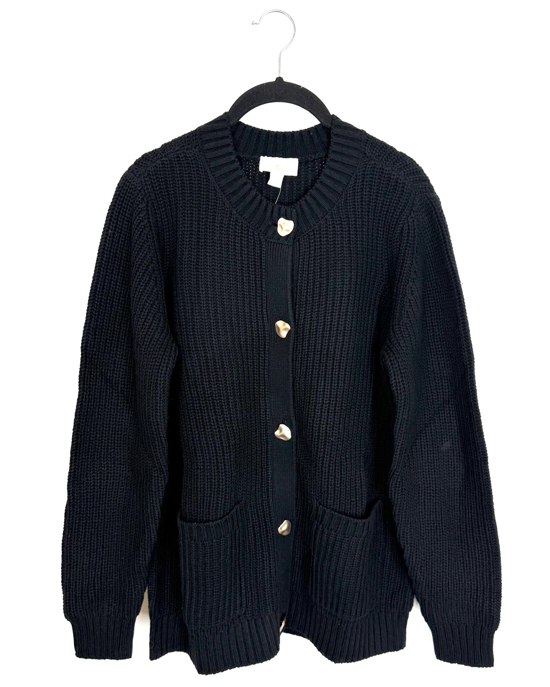 Black Cardigan with Gold Buttons - Small