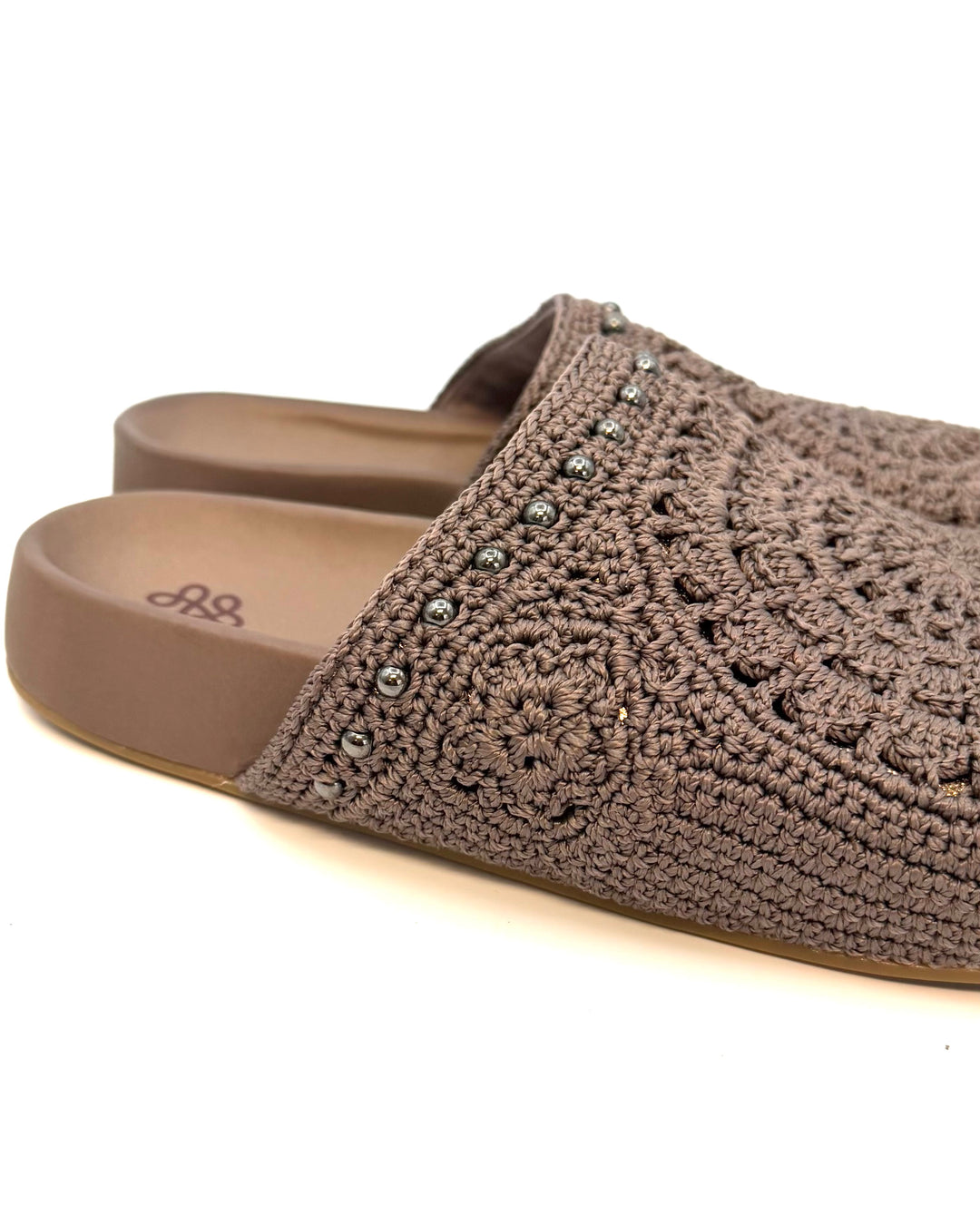 Brown Crochet & Bronze Clogs - Size 8