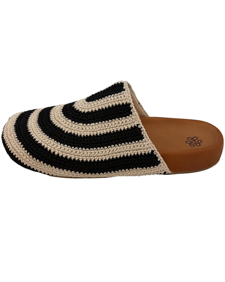 Black & Beige Crochet Clogs -  Size 7, 10, 11