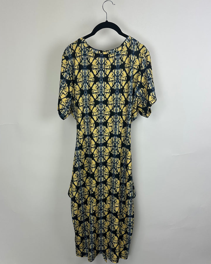 Abstract Print Wrap Bottom Dress - Size 1x