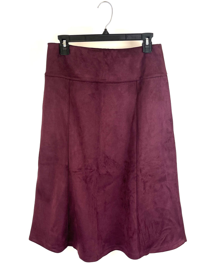 Dark Purple Velour Midi Skirt - Size 6/8