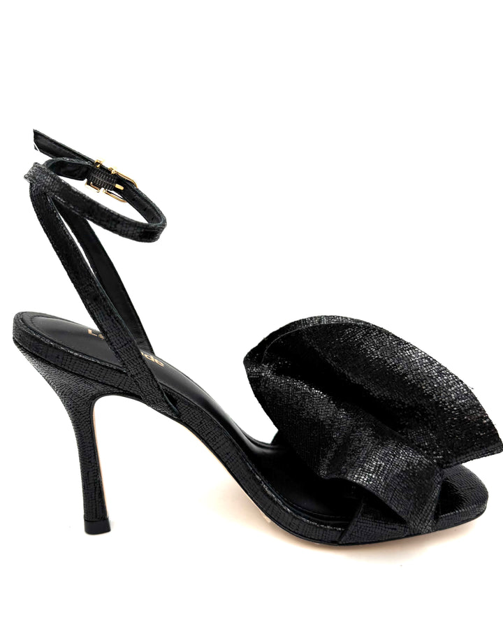 Black Metallic Leather Heel - Size 6, 8 and 10