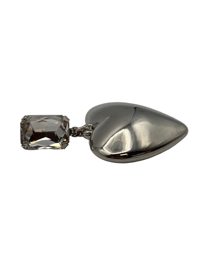 Silver Heart Drop Earrings