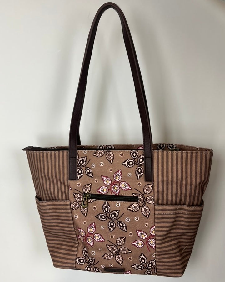 Brown Pattern Shopper Tote Bag