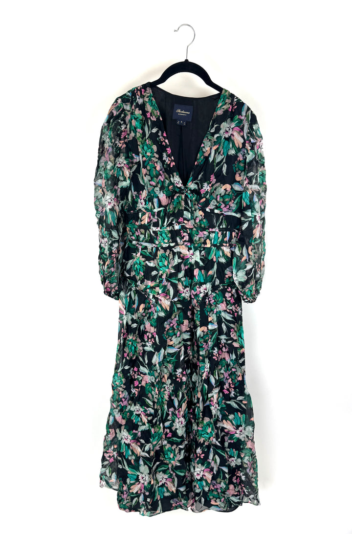Black Floral Maxi Dress - Size 4